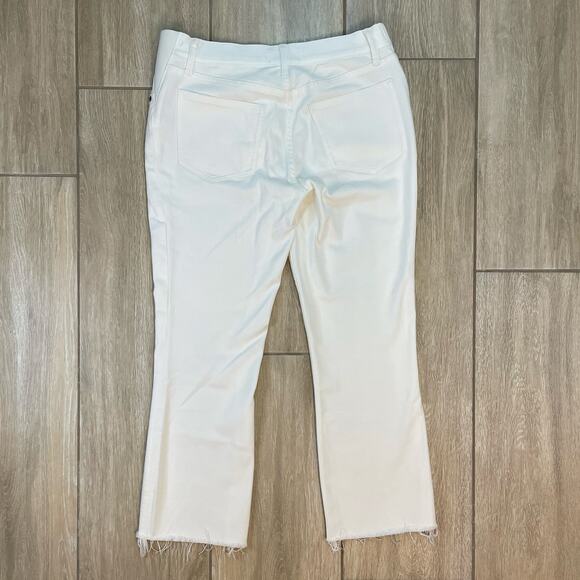 HATCH Maternity Side Panel Jeans White Raw Hem Stretch Denim Women’s 27 - Picture 2 of 8